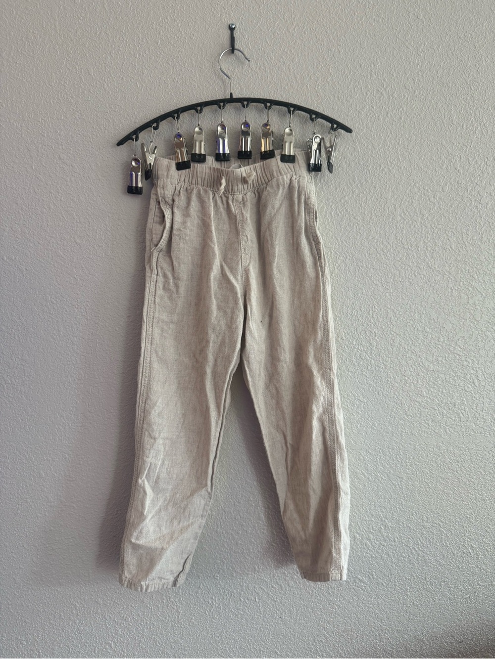 H&M Kids Linen Elastic Waist Pants - Light Beige